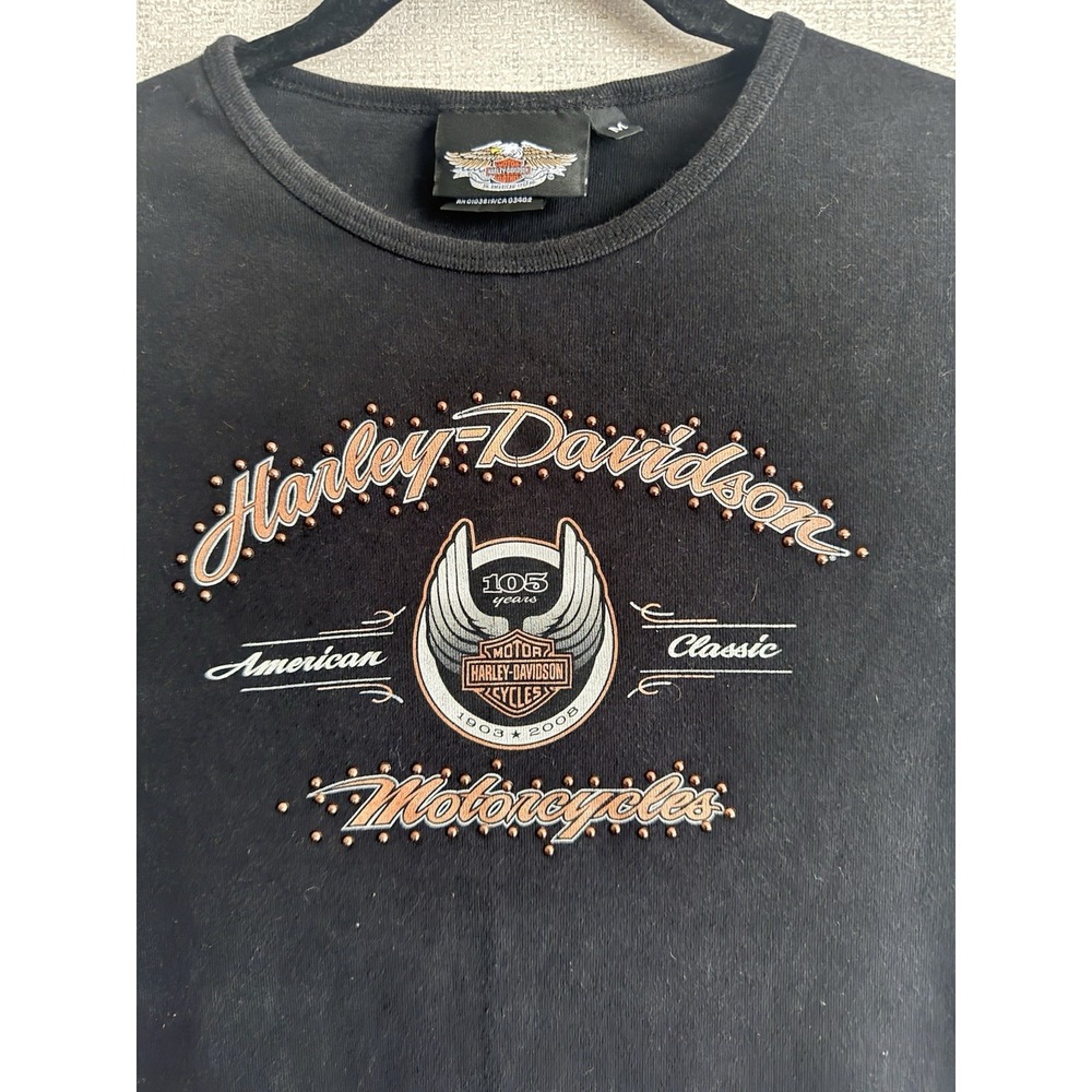 Harley Davidson Womens T Shirt size Medium Black and Gold - Picture 3 of 6
